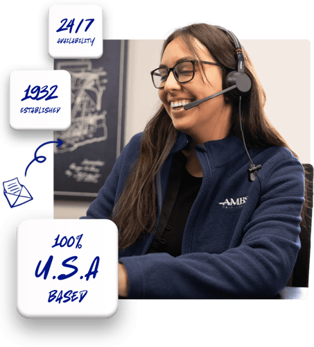 answering service agent jacqueline smiling while handling call 