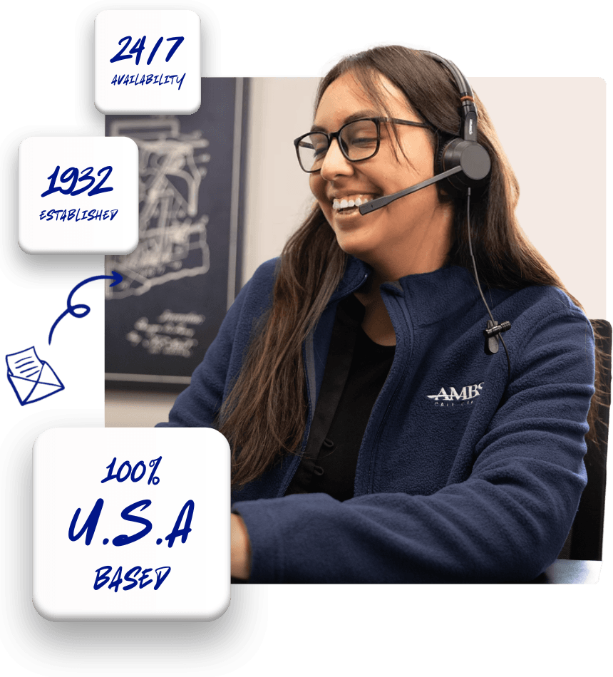 ai answering service agent jacqueline smiling while handling call 