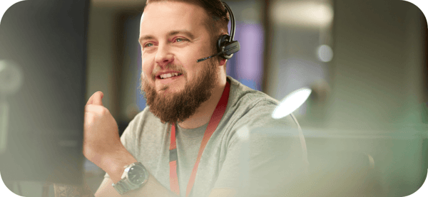 helpful customer service agent on a call