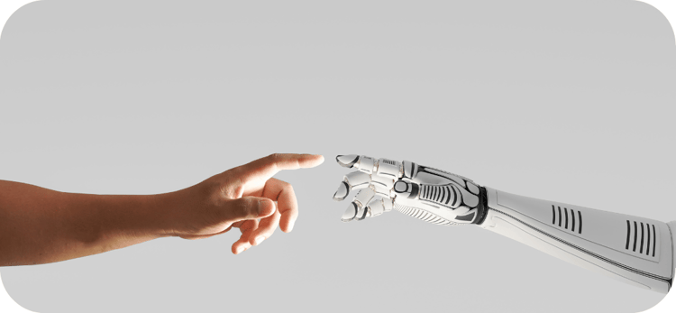 human and robot fingers about to touch