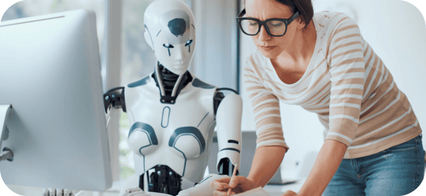 human helping ai answering service agent