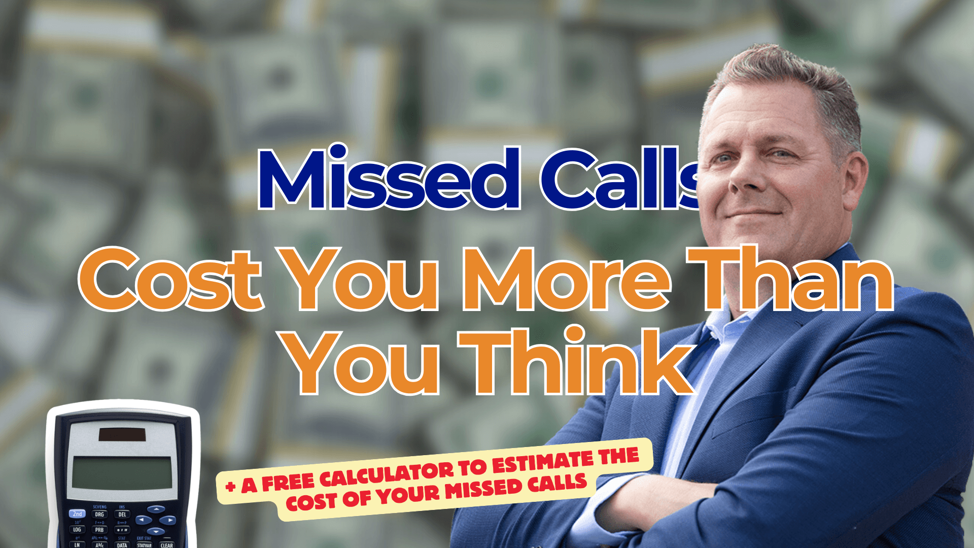 aaron boatin of ambs call center standing in front of text saying missed calls cost you more than you think