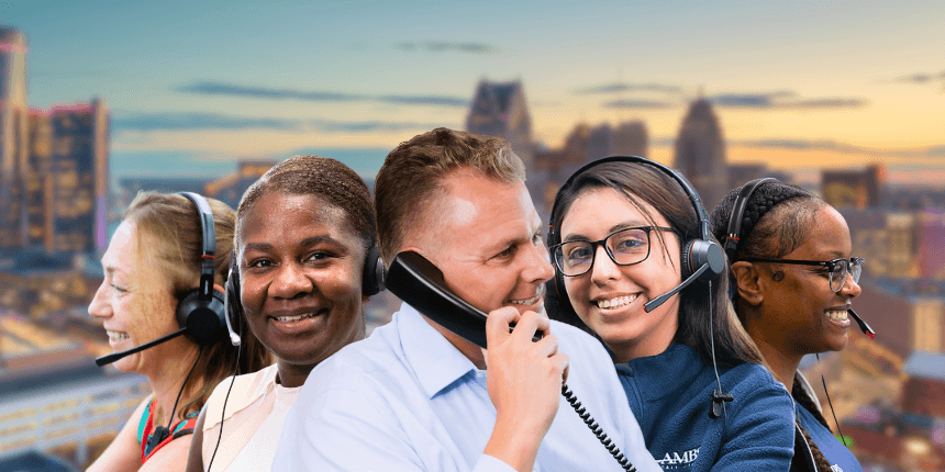downtown detroit with ambs call center phone answering service agents in front