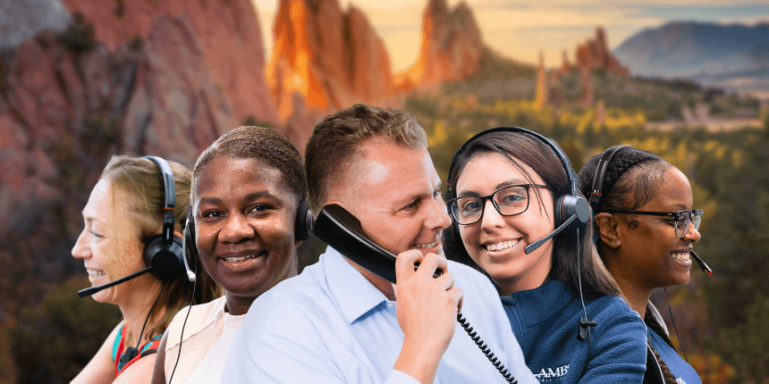 garden of the gods with ambs call center agents in front