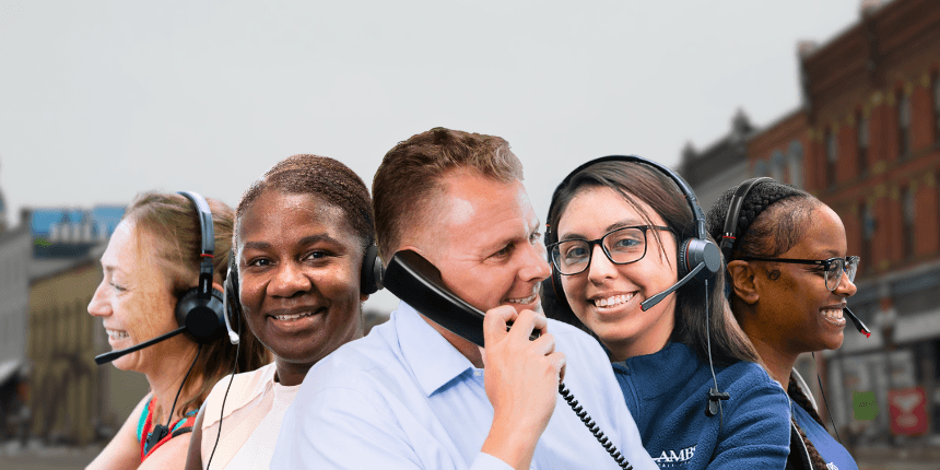 hillsdale michigan downtown with ambs call center phone answering service agents in front
