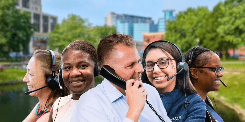 kalamazoo park bridge in michigan with ambs call center phone answering service agents in front