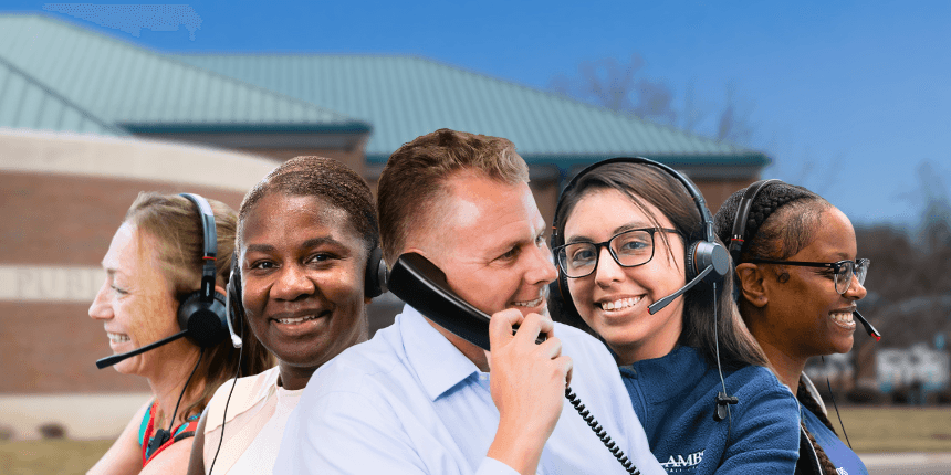 rochester hills public library with ambs call center phone answering service agents in front