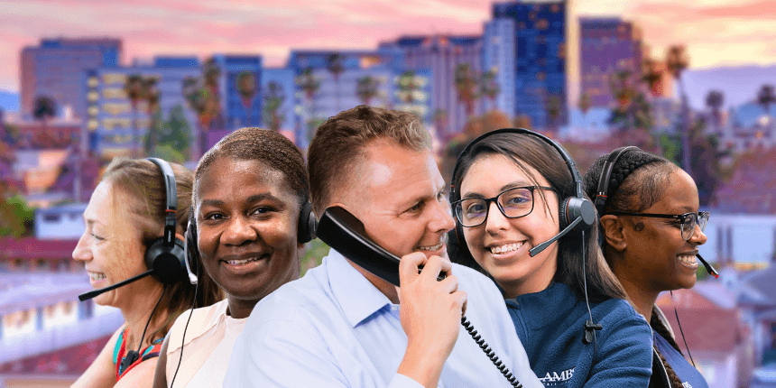 san jose city with ambs call center agents in front