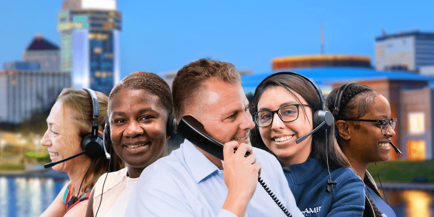 wichita kansas downtown with ambs call center phone answering service agents in front