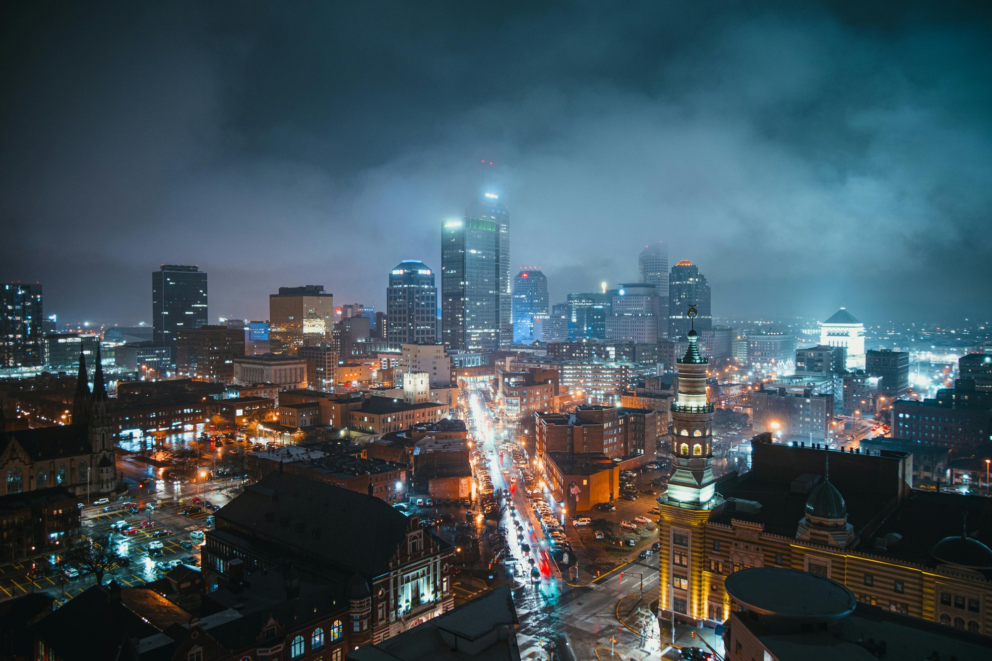 Indianapolis downtown birds eye view