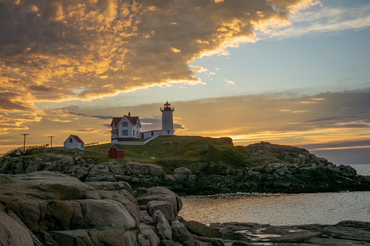 lighthouse on coast in maine