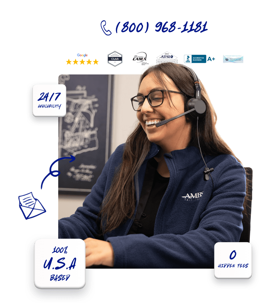 answering service agent jacqueline smiling while handling calls 2