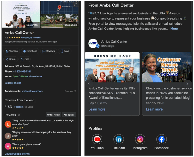 Example of Complete Google Business Profile