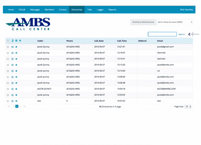 answering service message database