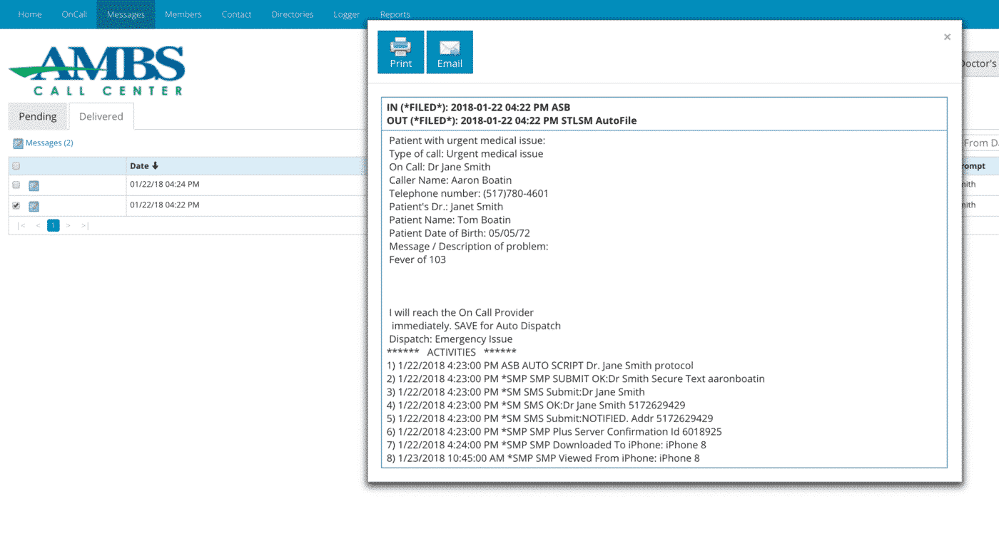 Answering Service Message Retrieval